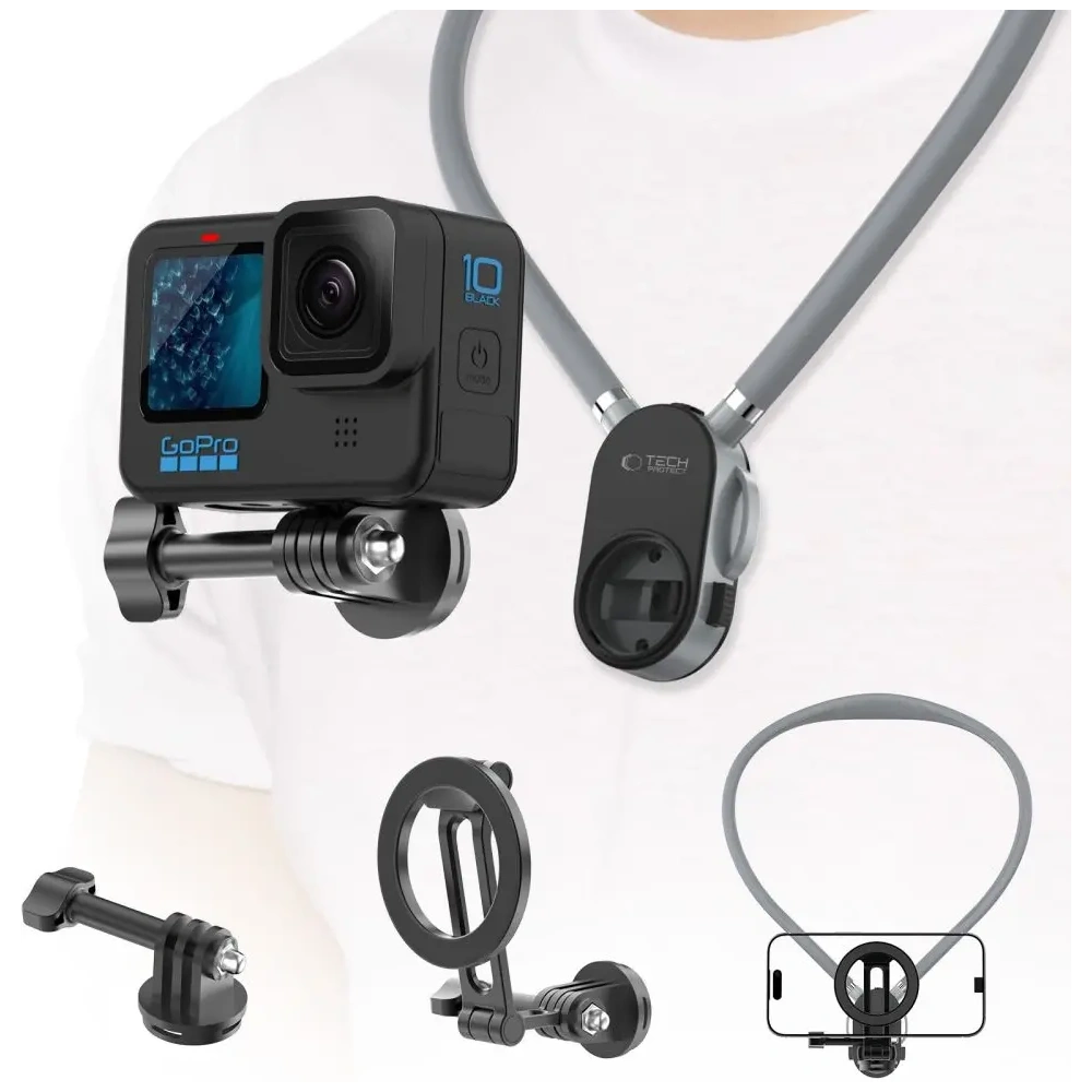 Hurtownia GSM - Tech-Protect AC200 Magnetischer MagSafe & GoPro & DJI Halshalter Crayon Grau - THP4169 - {ean13} - Hurt
