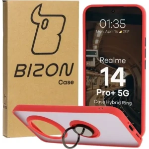 Wholesale Bizon Case Hybrid Ring Realme 14 Pro+ Plus 5G smoky with a red frame - BIZ9097 - {ean13} - Hurt