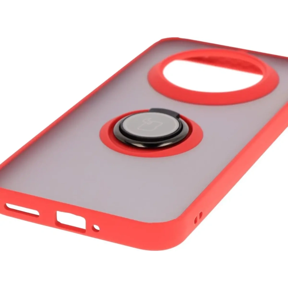 Wholesale Bizon Case Hybrid Ring Realme 14 Pro+ Plus 5G smoky with a red frame - BIZ9097 - {ean13} - Hurt