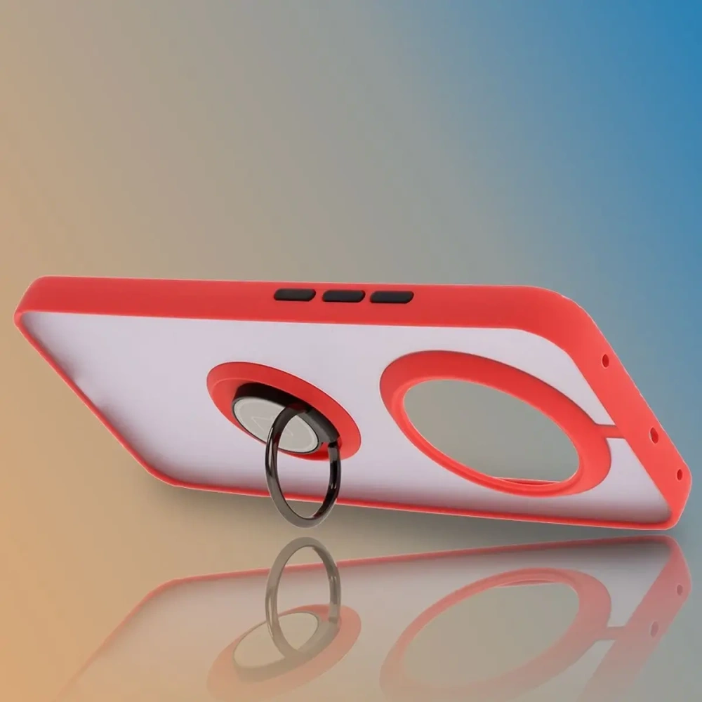 Wholesale Bizon Case Hybrid Ring Realme 14 Pro+ Plus 5G smoky with a red frame - BIZ9097 - {ean13} - Hurt
