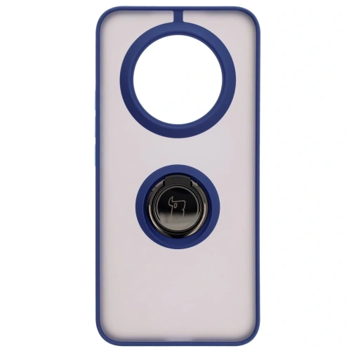 Etui z uchwytem na palec Bizon Case Hybrid Ring do Realme 14 Pro+ Plus 5G przydymione z granatową ramką