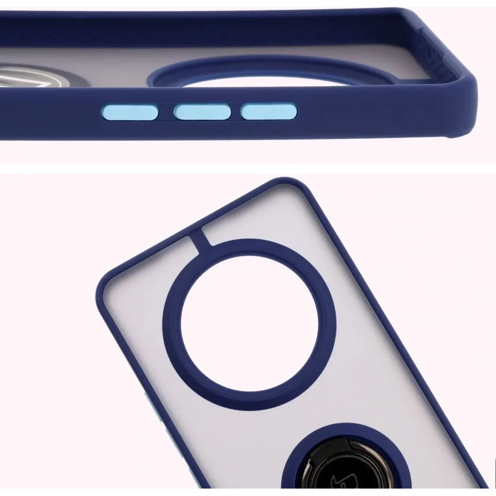 Wholesale Bizon Case Hybrid Ring Realme 14 Pro+ Plus 5G smoky with a navy blue frame - BIZ9098 - {ean13} - Hurt