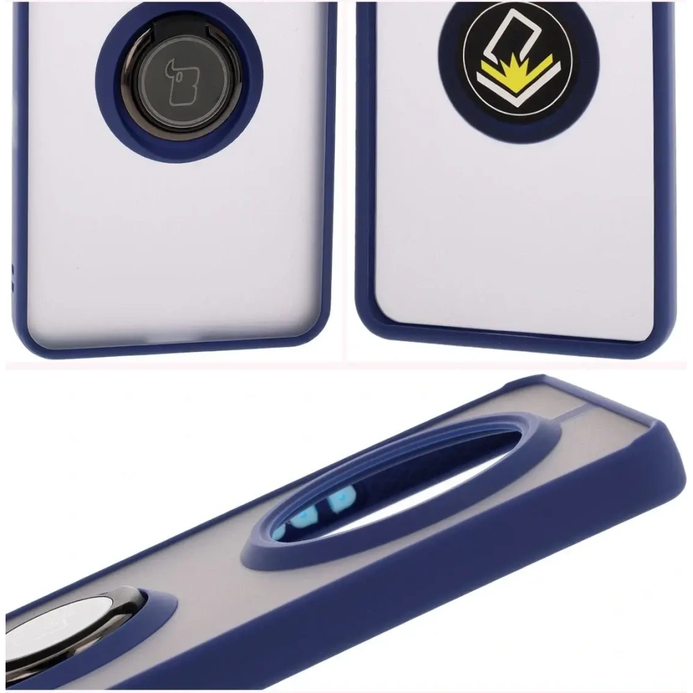 Wholesale Bizon Case Hybrid Ring Realme 14 Pro+ Plus 5G smoky with a navy blue frame - BIZ9098 - {ean13} - Hurt