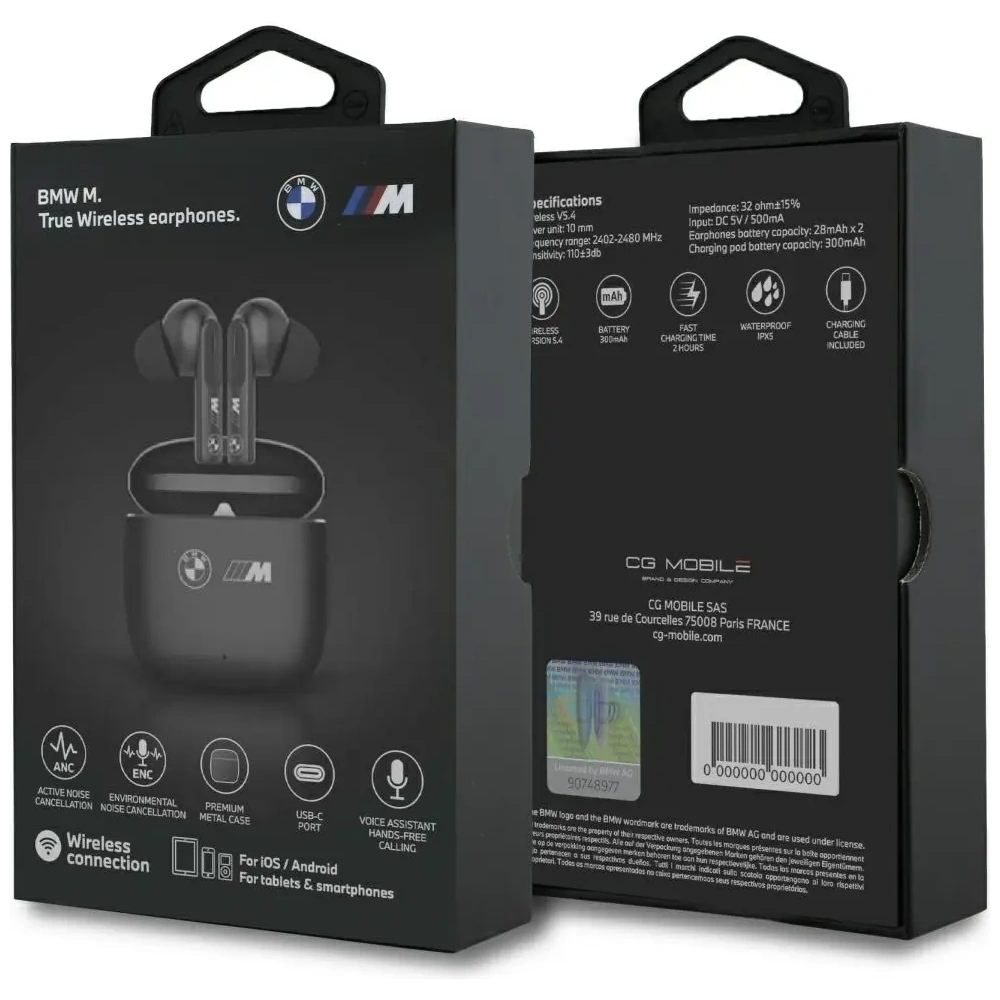 Hurtownia GSM - BMW M Fém In-Ear Vezeték nélküli Fejhallgató M Logó Nyomtatás Bluetooth 5.4 TWS ANC ENC fekete - BMW829 - {ean13} - Hurt