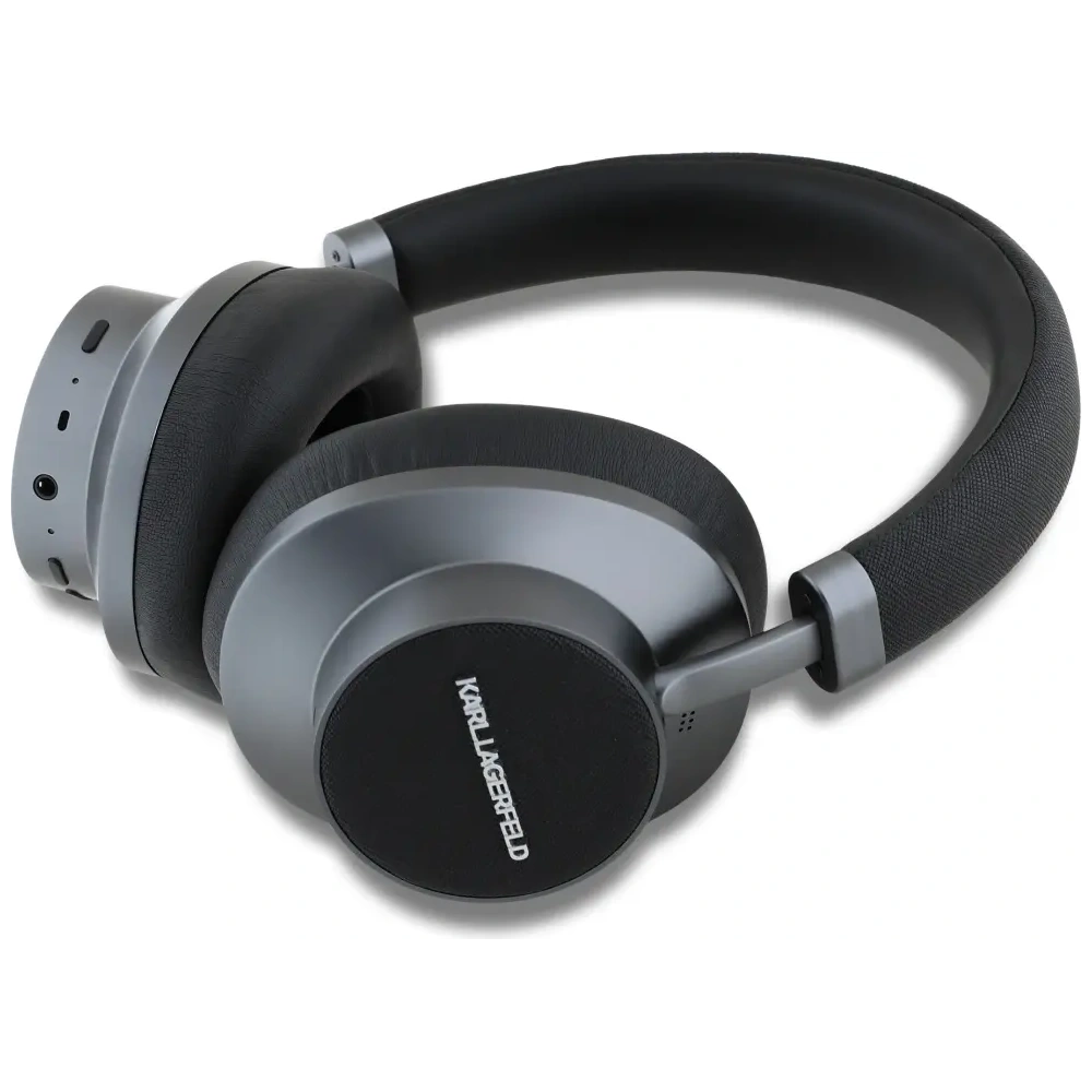 Wholesale Karl Lagerfeld Saffiano Elongated Wireless Over-Ear Headphones Bluetooth 5.4 ANC Black - KLD22044 - {ean13} - Hurt