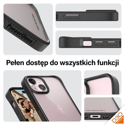 Etui PanzerGlass ClearCase do Apple iPhone 15 D3O 2xMilitary grade czarny