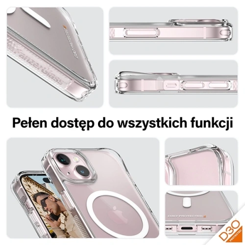 Etui PanzerGlass HardCase do Apple iPhone 15 / 14 / 13 D3O MagSafe 3xMilitary grade przezroczysty