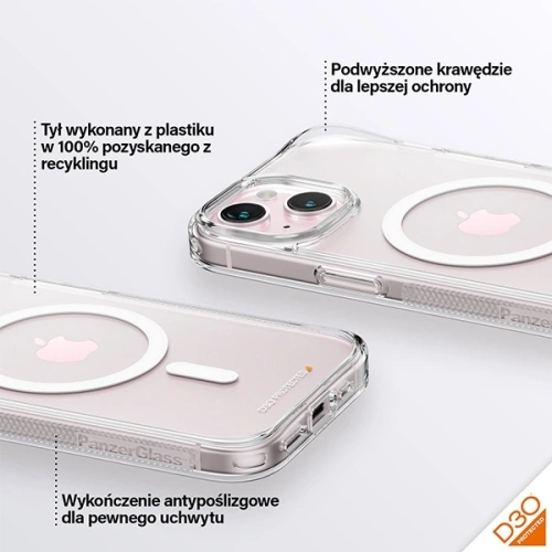 Etui PanzerGlass HardCase do Apple iPhone 15 / 14 / 13 D3O MagSafe 3xMilitary grade przezroczysty
