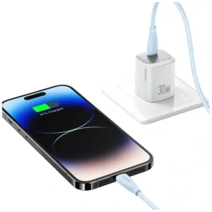 Wholesale USAMS Green Series SJ717 30W USB-C / Lightning cable 1m blue - USA1245 - {ean13} - Hurt
