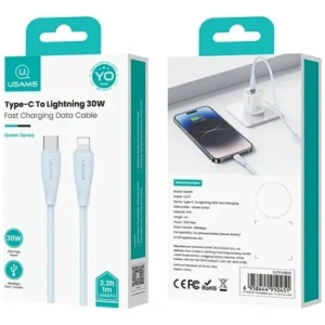 Wholesale USAMS Green Series SJ717 30W USB-C / Lightning cable 1m blue - USA1245 - {ean13} - Hurt