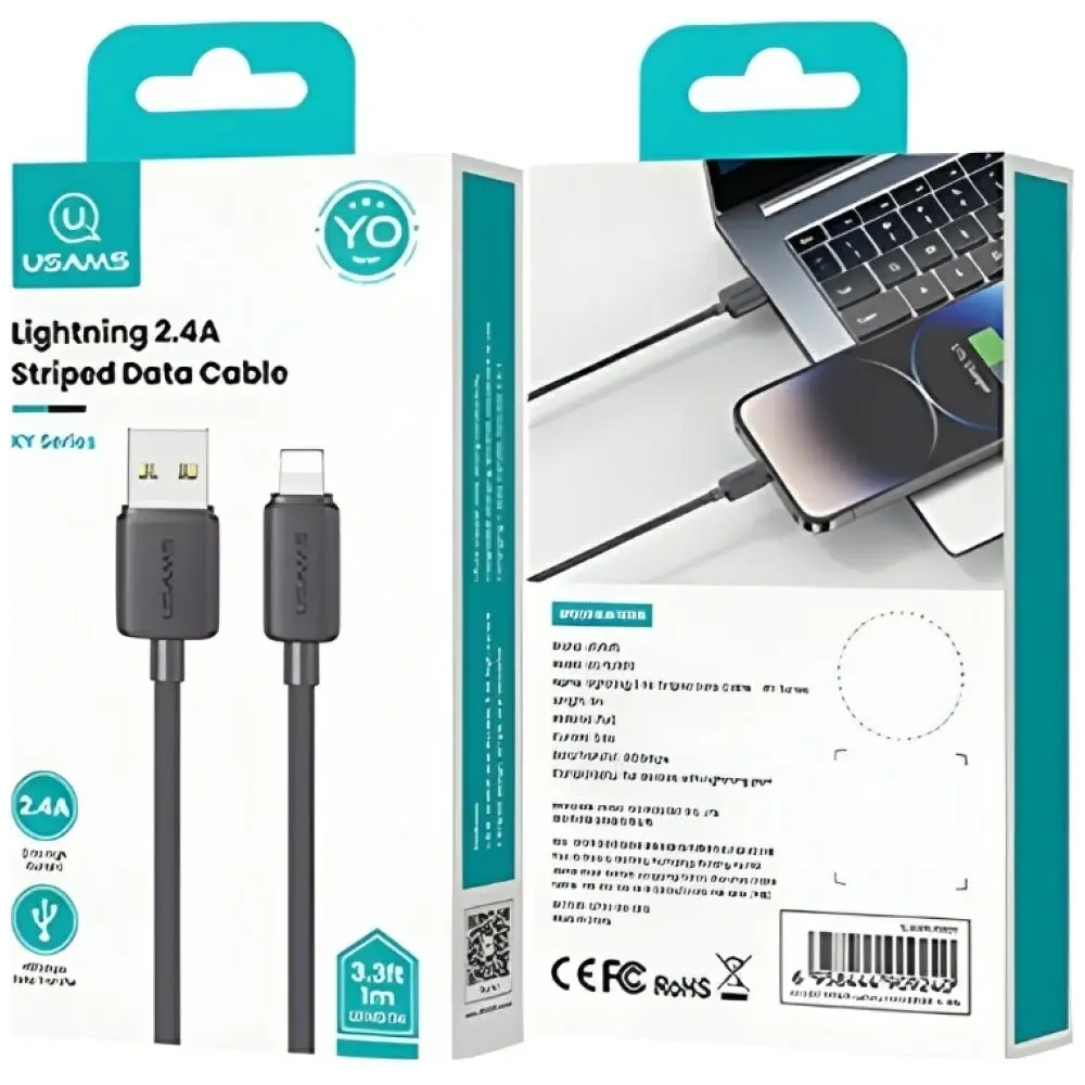 Hurtownia GSM - USAMS KY Serie US-SJ689 2.4A USB-A / Lightning Kabel 1m schwarz - USA1248 - {ean13} - Hurt