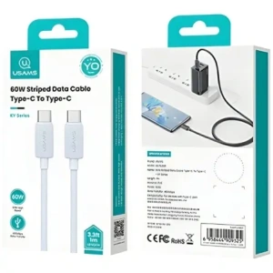 Wholesale USAMS KY Series US-SJ691 60W USB-C / USB-C cable 1m white - USA1249 - {ean13} - Hurt
