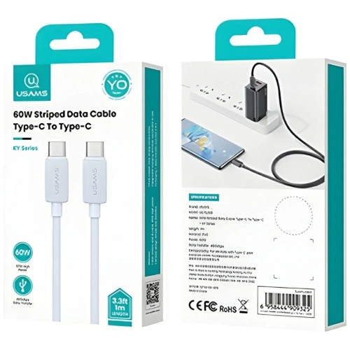 Kabel USAMS KY Series US-SJ691 60W USB-C / USB-C 1m biały