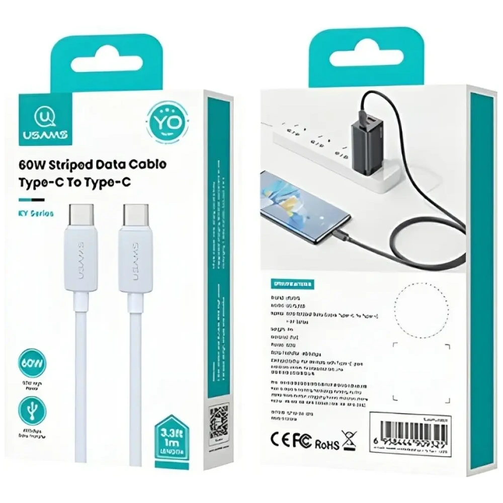 Hurtownia GSM - USAMS KY Sorozat US-SJ691 60W USB-C / USB-C kábel 1m fehér - USA1249 - {ean13} - Hurt