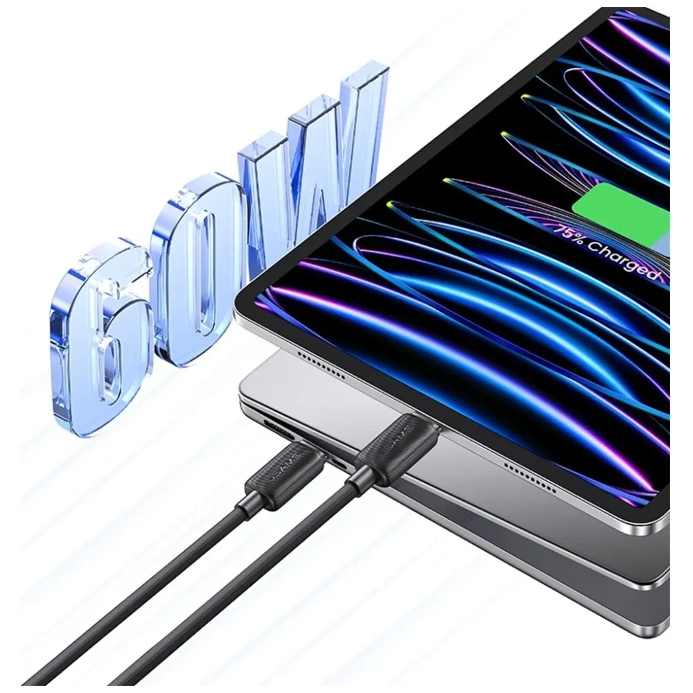 Hurtownia GSM - USAMS KY Series US-SJ691 cablu USB-C / USB-C 60W 1m negru - USA1250 - {ean13} - Hurt