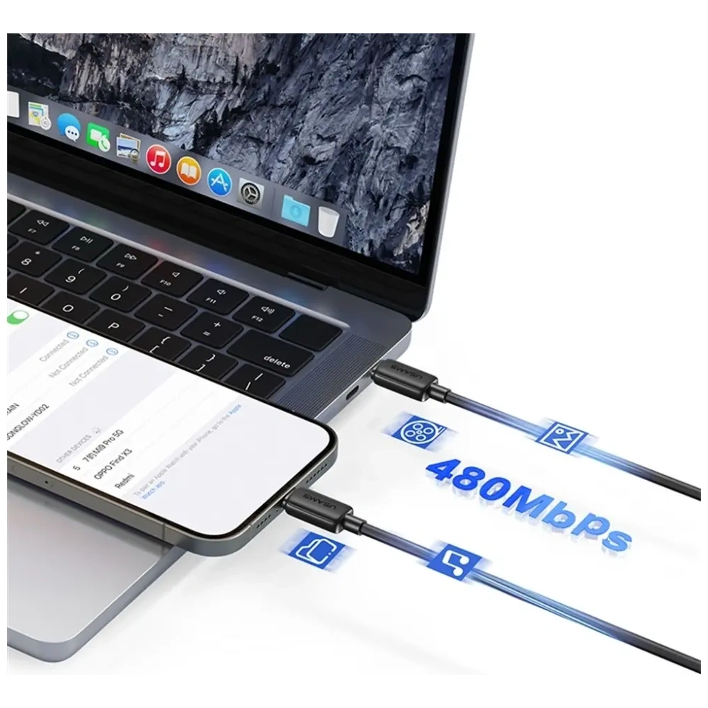 Hurtownia GSM - USAMS KY Series US-SJ691 cablu USB-C / USB-C 60W 1m negru - USA1250 - {ean13} - Hurt