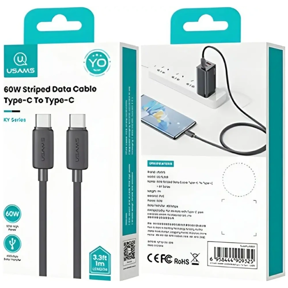 Hurtownia GSM - USAMS KY Series US-SJ691 cablu USB-C / USB-C 60W 1m negru - USA1250 - {ean13} - Hurt