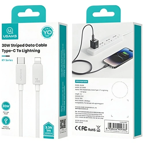 Kabel USAMS KY Series US-SJ692 30W USB-C / Lightning 1m biały