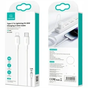 Wholesale USAMS US-SJ610 U84 PD 20W USB-C / Lightning cable 1m white - USA1252 - {ean13} - Hurt