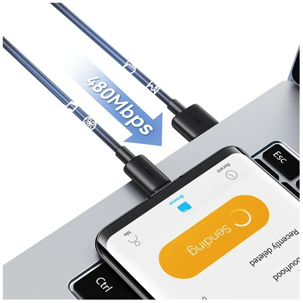 Wholesale USAMS YD Series SJ708 18W 3A USB-A / USB-C cable 1m white - USA1253 - {ean13} - Hurt