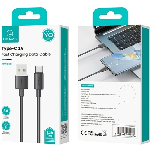 Kabel USAMS YD Series SJ708 18W 3A USB-A / USB-C 1m biały