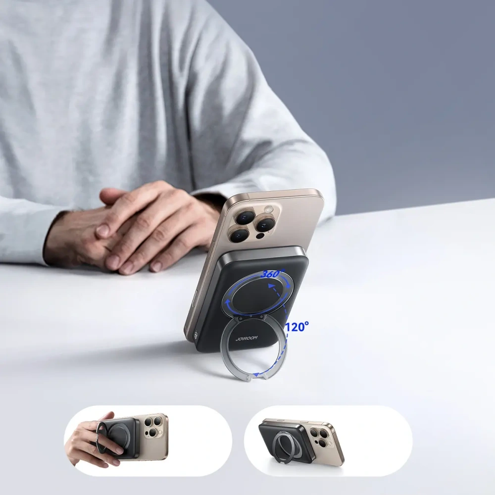 Hurtownia GSM - Joyroom JR-PBM12 10000mAh 22.5W Qi2, MagSafe Power bank gyűrű alakú talppal fekete - JYR1242 - {ean13} - Hurt
