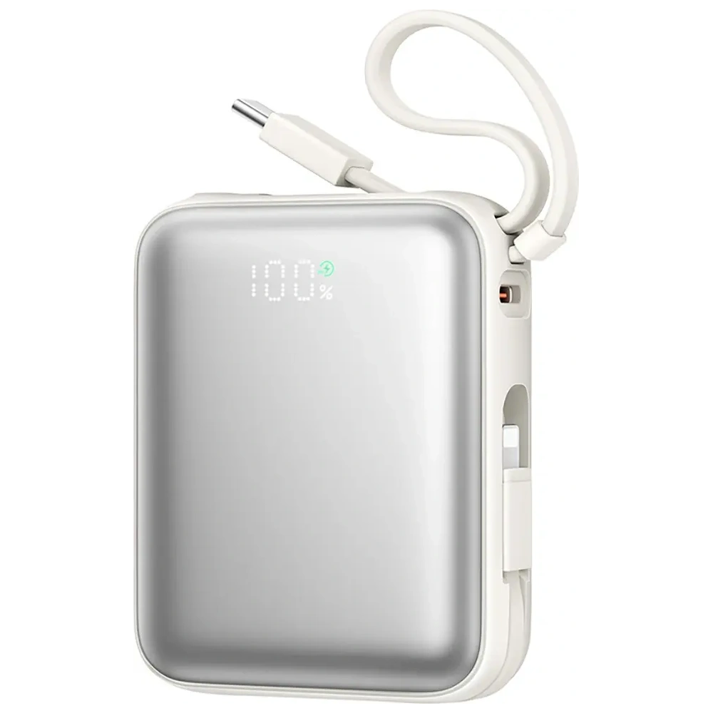 Wholesale Joyroom JR-PBF27 10000mAh 22.5W Power bank with built-in USB-C and Lightning cables, white - JYR1245 - {ean13} - Hurt