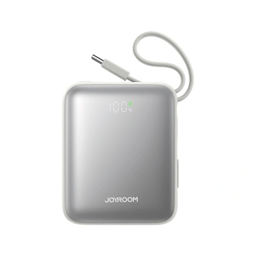 Powerbank Joyroom JR-PBF27 10000mAh 22.5W z wbudowanymi kablami USB-C, Lightning biały