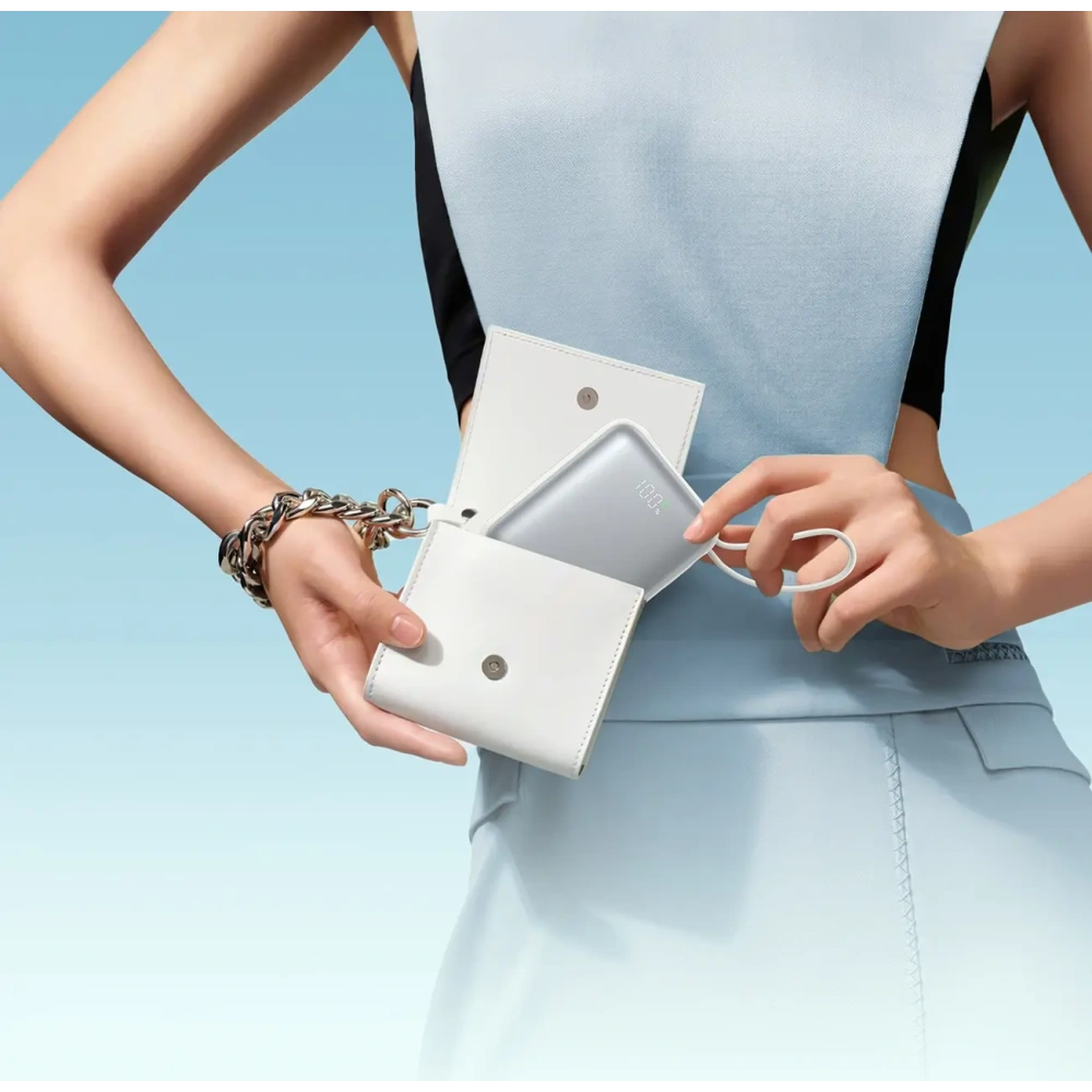 Hurtownia GSM - Joyroom JR-PBF27 10000mAh 22.5W Baterie externă cu cabluri USB-C și Lightning integrate, albă - JYR1245 - {ean13} - Hurt