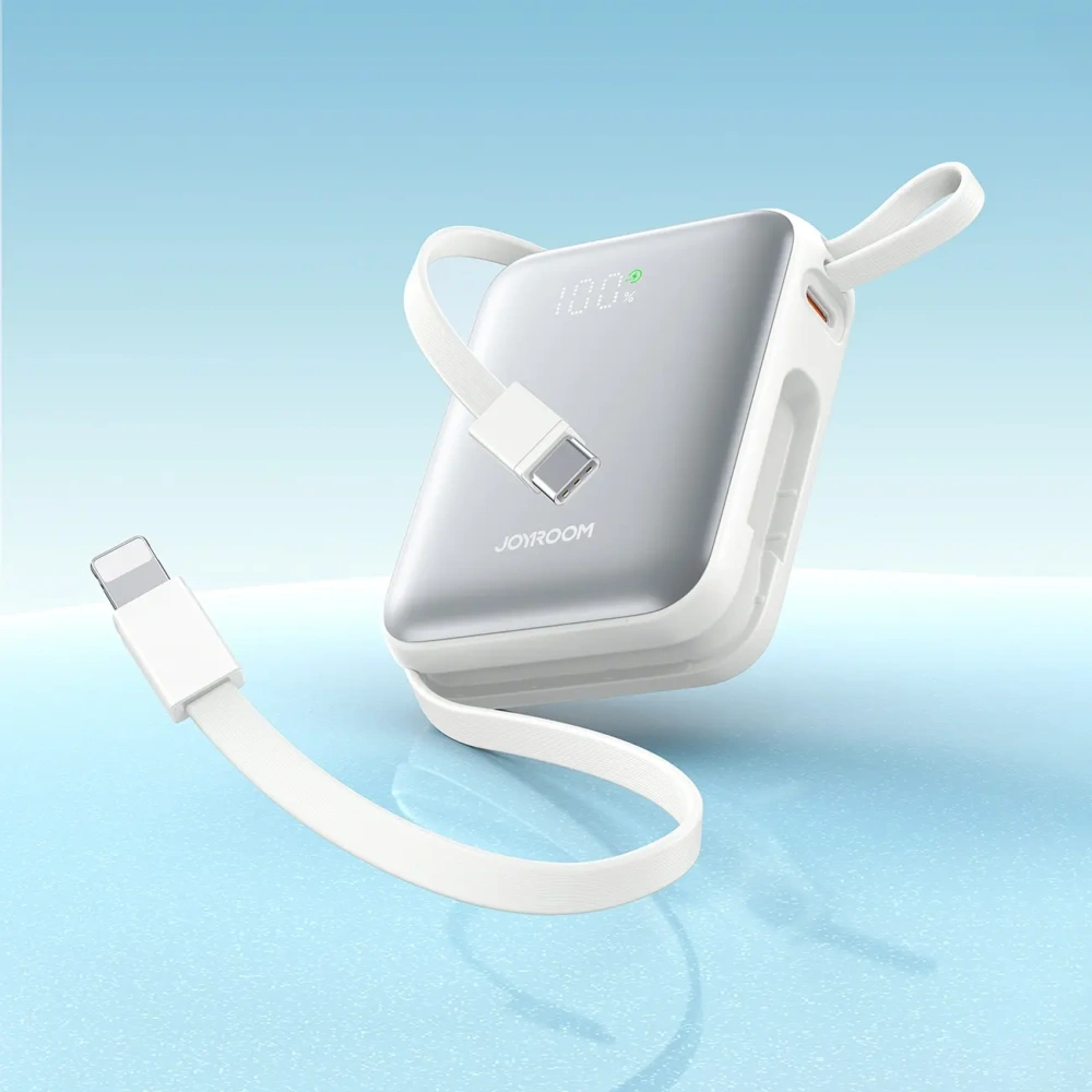 Hurtownia GSM - Joyroom JR-PBF27 10000mAh 22.5W Power banka s vestavěnými USB-C a Lightning kabely, bílá - JYR1245 - {ean13} - Hurt