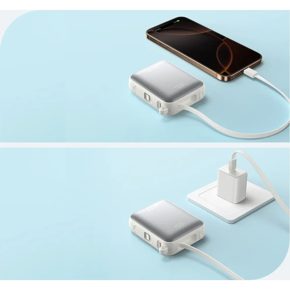 Hurtownia GSM - Joyroom JR-PBF27 10000mAh 22.5W Power banka s vestavěnými USB-C a Lightning kabely, bílá - JYR1245 - {ean13} - Hurt