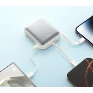 Wholesale Joyroom JR-PBF27 10000mAh 22.5W Power bank with built-in USB-C and Lightning cables, white - JYR1245 - {ean13} - Hurt