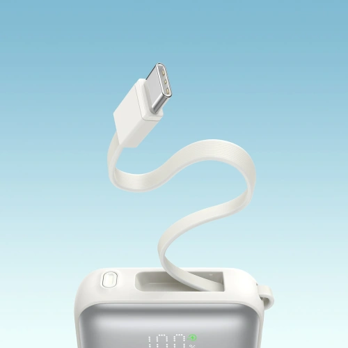 Powerbank Joyroom JR-PBF27 10000mAh 22.5W z wbudowanymi kablami USB-C, Lightning biały