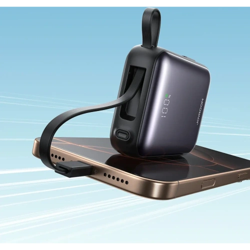 Powerbank Joyroom JR-PBF27 10000mAh 22.5W z wbudowanymi kablami USB-C, Lightning czarny