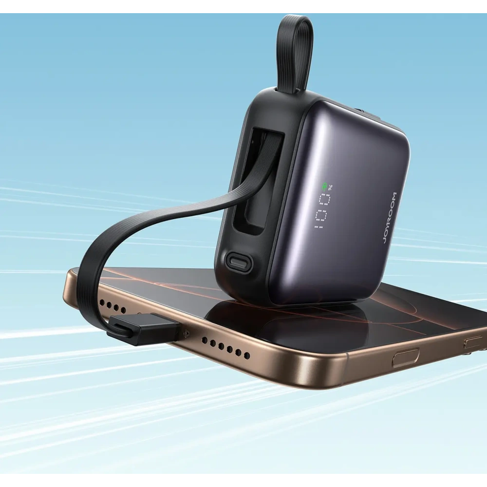 Wholesale Joyroom JR-PBF27 10000mAh 22.5W Power bank with built-in USB-C and Lightning cables, black - JYR1246 - {ean13} - Hurt