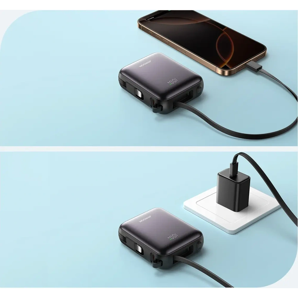 Hurtownia GSM - Joyroom JR-PBF27 10000mAh 22.5W Power banka s vestavěnými kabely USB-C a Lightning, černá - JYR1246 - {ean13} - Hurt