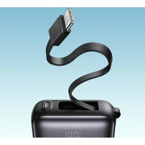 Powerbank Joyroom JR-PBF27 10000mAh 22.5W z wbudowanymi kablami USB-C, Lightning czarny