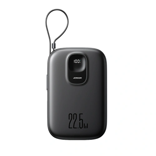 Powerbank Joyroom JR-PBF18 10000mAh 22.5W z wbudowanym kablem Lightning + kabel USB-C / USB-C 0.25cm czarny