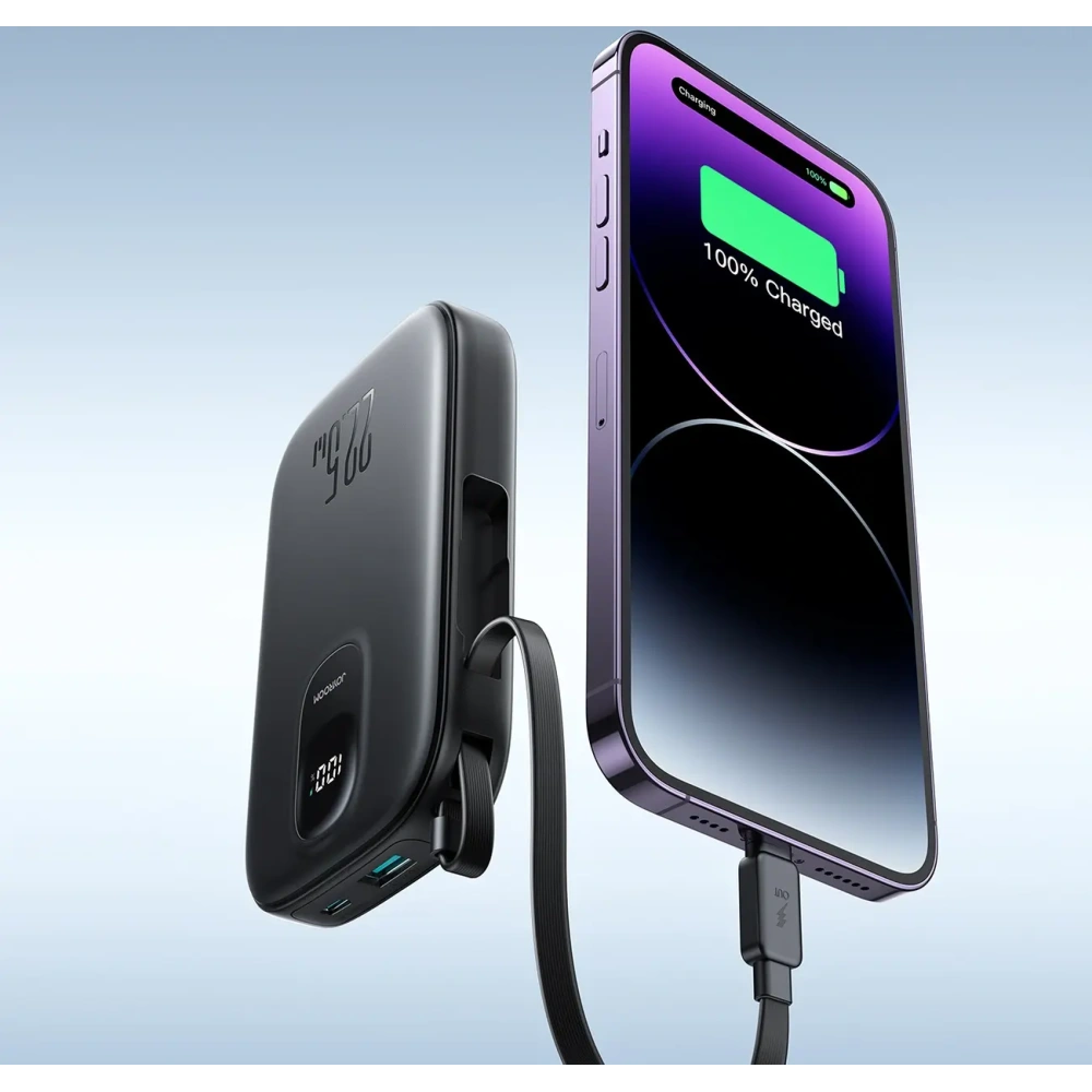 Hurtownia GSM - Joyroom JR-PBF18 10000mAh 22.5W Power bank cu cablu Lightning încorporat + cablu USB-C / USB-C 0.25cm negru - JYR1249 - {ean13} - Hurt