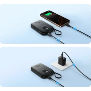 Wholesale Joyroom JR-PBF18 10000mAh 22.5W Power bank with built-in Lightning cable + USB-C / USB-C cable 0.25cm black - JYR1249 - {ean13} - Hurt