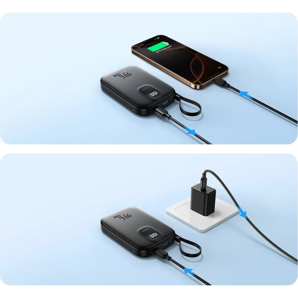 Hurtownia GSM - Joyroom JR-PBF18 10000mAh 22.5W Power banka s vestavěným Lightning kabelem + USB-C / USB-C kabel 0,25 cm černý - JYR1249 - {ean13} - Hurt