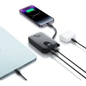 Wholesale Joyroom JR-PBF18 10000mAh 22.5W Power bank with built-in Lightning cable + USB-C / USB-C cable 0.25cm black - JYR1249 - {ean13} - Hurt