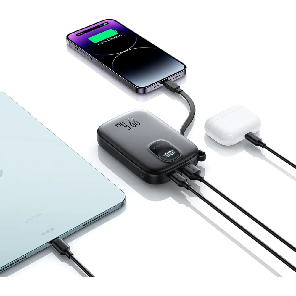 Hurtownia GSM - Joyroom JR-PBF18 10000mAh 22.5W Power banka s vestavěným Lightning kabelem + USB-C / USB-C kabel 0,25 cm černý - JYR1249 - {ean13} - Hurt