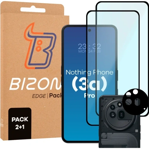 2x szkło na ekran + 1x na aparat Bizon Edge 2 Pack do Nothing Phone (3a) Pro