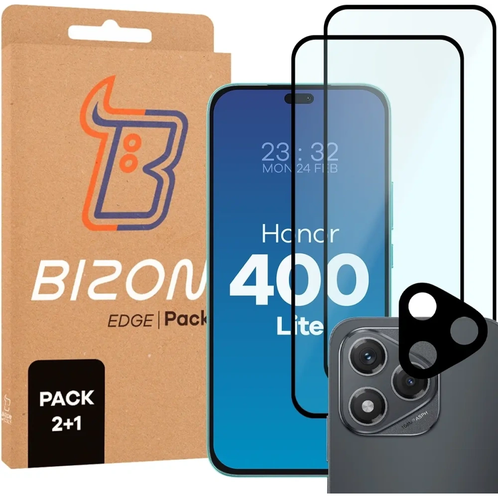 Wholesale Bizon Edge 2 Pack 2x tempered glass + 1x lens protection Honor 400 Lite 5G - BIZ9136 - {ean13} - Hurt