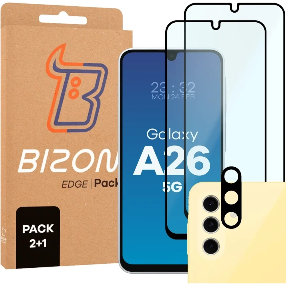 Hurtownia GSM - Bizon Edge 2 Pachete 2x sticlă temperată + 1x protecție pentru lentilă Samsung Galaxy A26 5G - BIZ9137 - {ean13} - Hurt