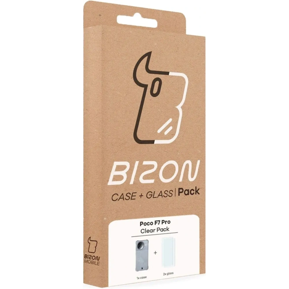 Wholesale Bizon Case Clear Pack case + 2x screen glass Xiaomi Poco F7 Pro - BIZ9148 - {ean13} - Hurt