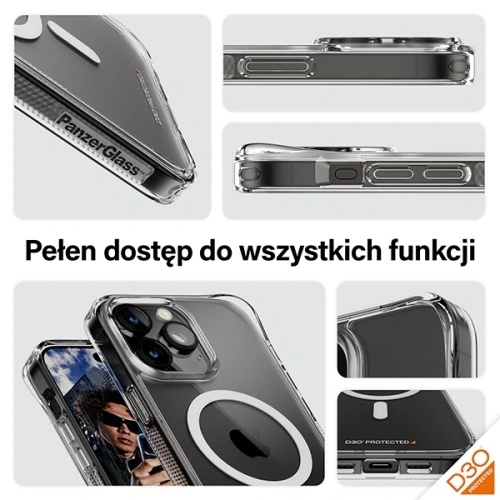 Etui PanzerGlass HardCase do Apple iPhone 15 Pro Max D3O MagSafe 3xMilitary grade przezroczysty