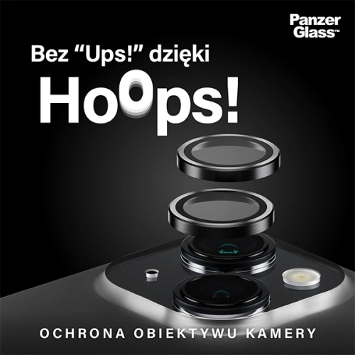 Szkło na obiektyw aparatu PanzerGlass Hoops Camera Apple iPhone 15 / 15 Plus czarny