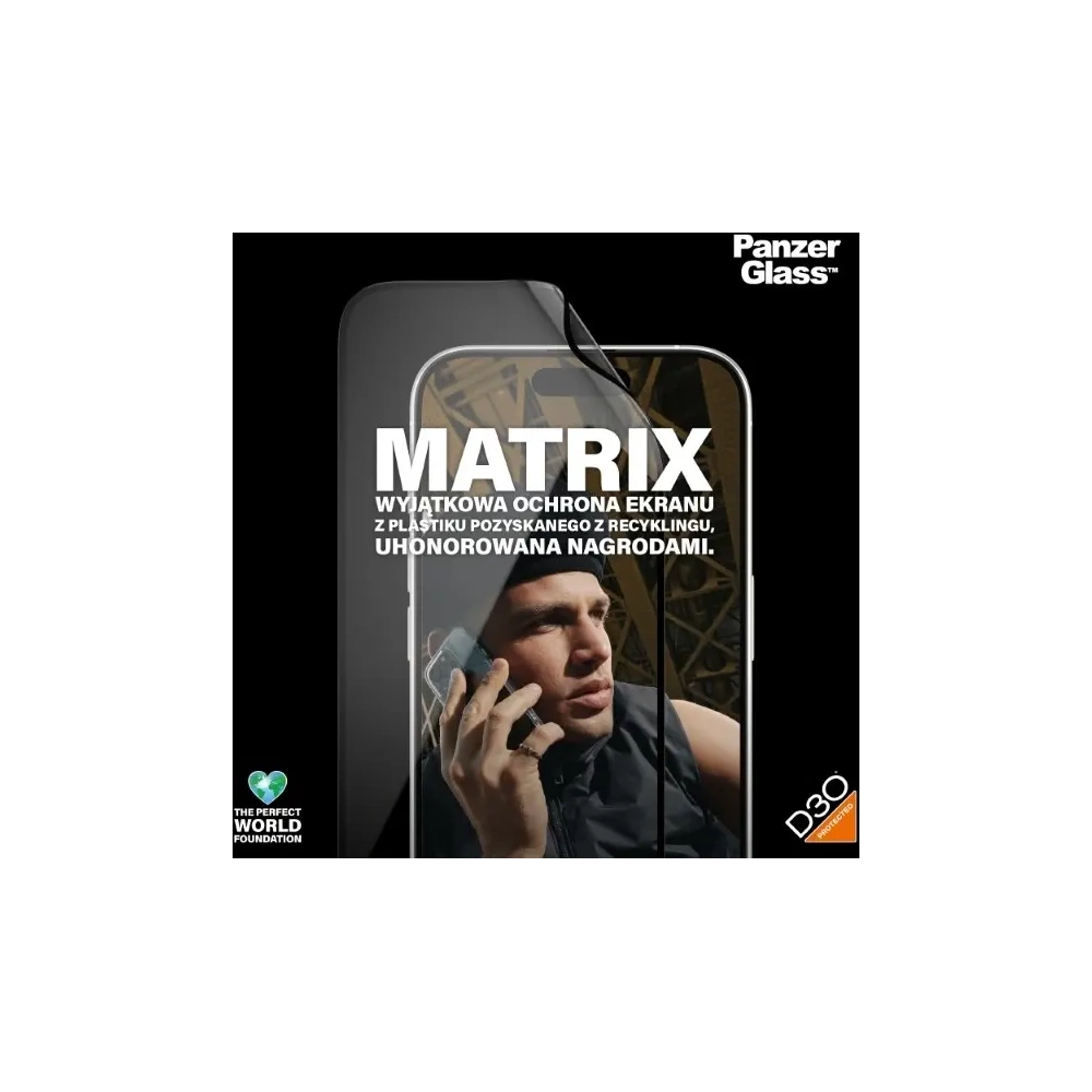 Hurtownia GSM - Szkło hybrydowe PanzerGlass Matrix D3O UWF do Apple iPhone 15 Pro Ultra-Wide-Fit rPET - PZG944 - {ean13} - Hurt